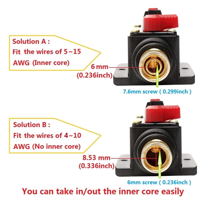 ANJOSHI Circuit Breaker 20A 20-300amp Reset Fuse Holder Inline Fuse for Car Audio and Amps Overload Protection 12V-24V DC Replace Fuses - Image 5
